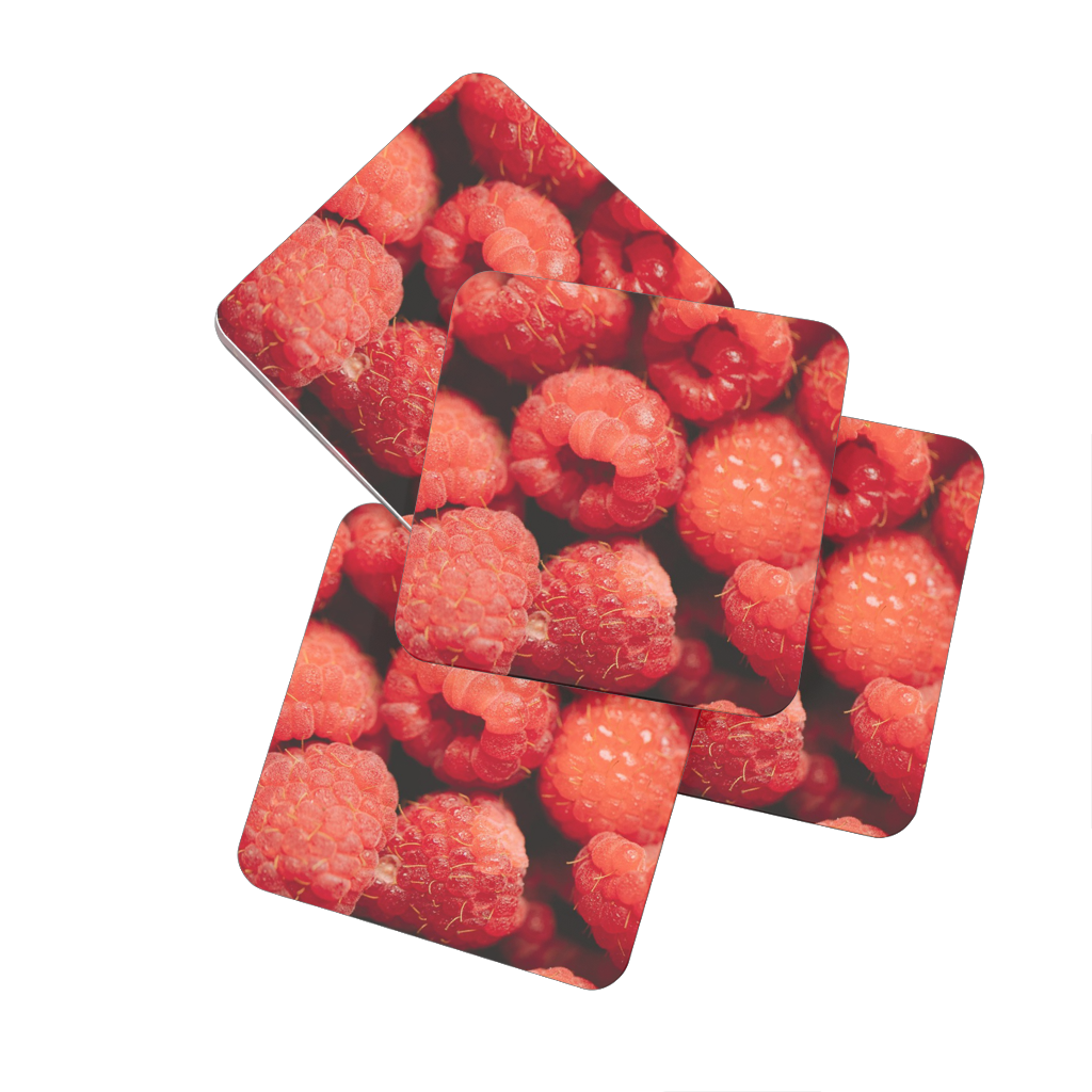 Raspberry Hardboard Coaster Set of 4