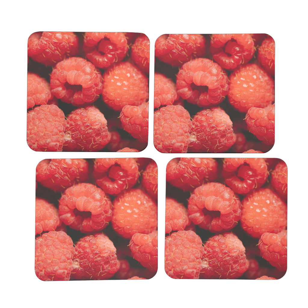 Raspberry Hardboard Coaster Set of 4