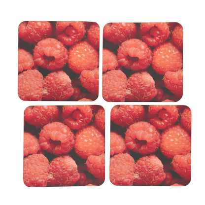 Raspberry Hardboard Coaster Set of 4