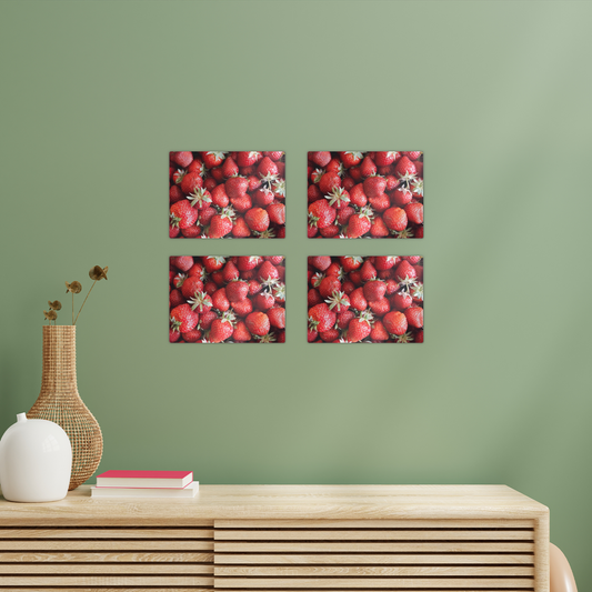 Strawberry Rectangle Wall Tiles Set of 4