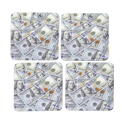 Money Hardboard Coaster Set of 4